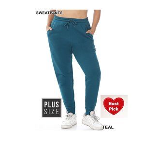 Women's Plus Size Relaxed Fit Sweatpants with Pockets - Teal